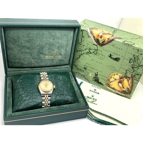 Rolex Datejust Women's Watch 6917 Vintage Swiss Automatic Steel 18k Gold 26mm - Picture 3 of 13